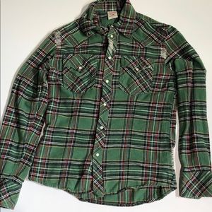 True Religion Mens Green Pearl Snap Shirt S